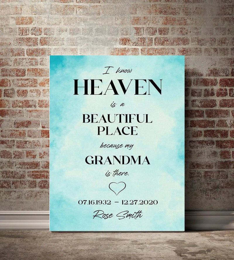 Personalized I Know Heaven Premium Memorial Canvas -  - Lazerworx