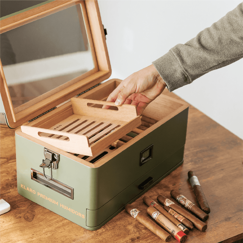 Military Glass Top Humidor - - Case Elegance