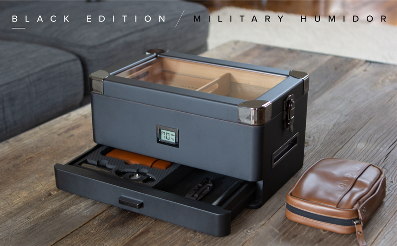 Black Edition Military Humidor - - Case Elegance