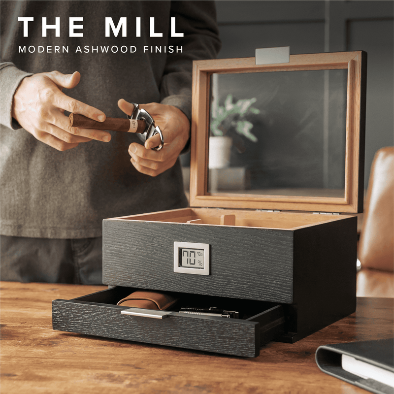 Mill Glass Top Humidor - - Case Elegance