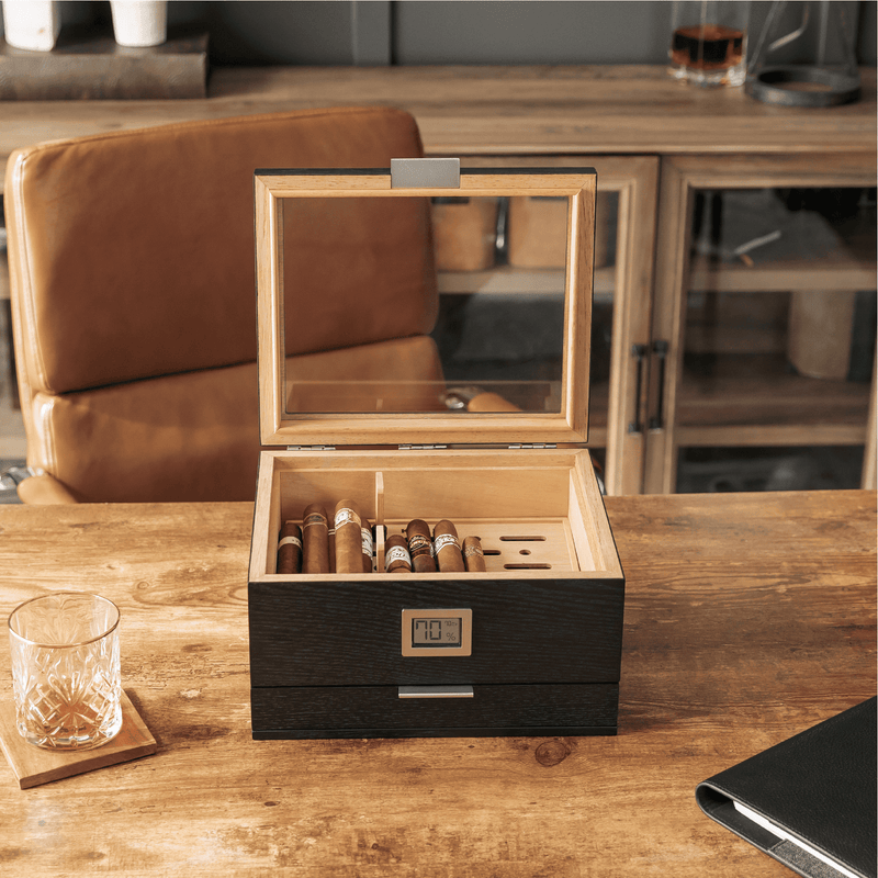 Mill Glass Top Humidor - - Case Elegance