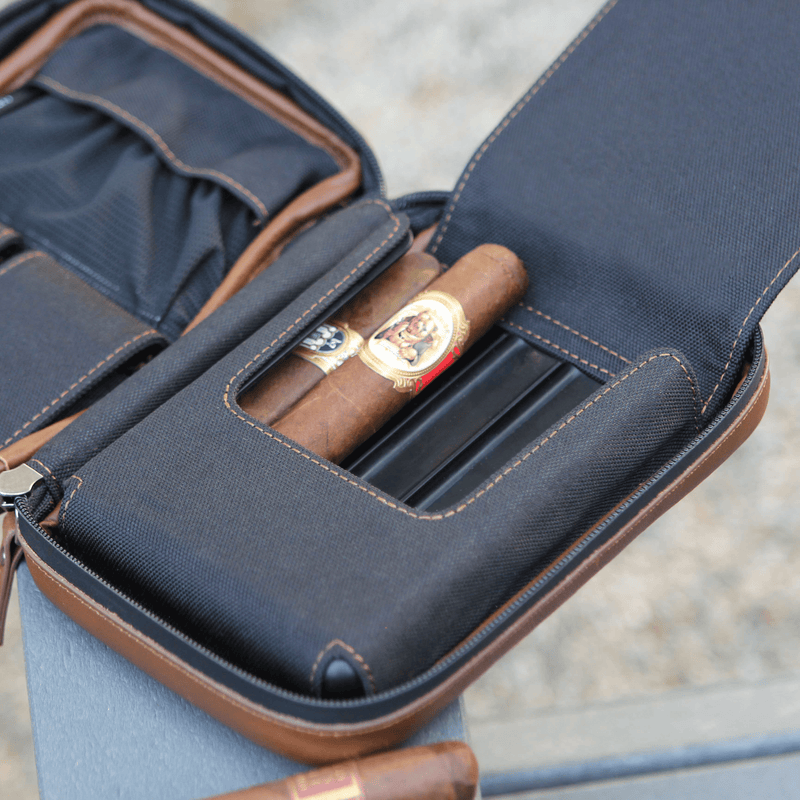 Flint Travel Leather Cigar Case - - Case Elegance