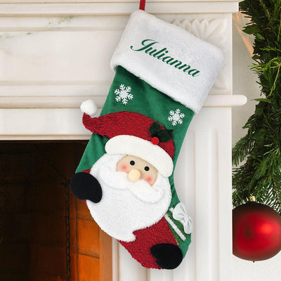 Personalized Kelly Green Thread Santa Stocking -  - Gifts For You Now