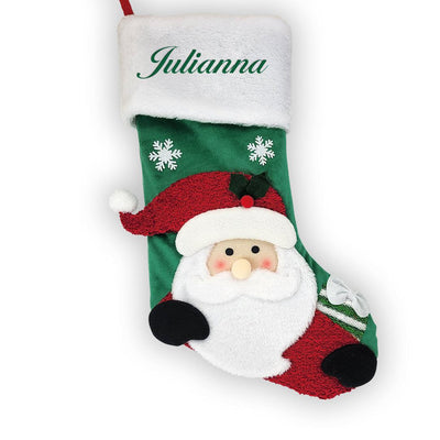 Personalized Kelly Green Thread Santa Stocking -  - Gifts For You Now