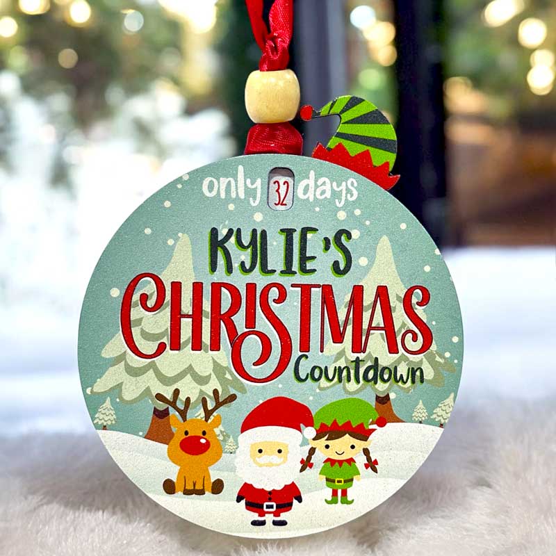 Personalized Elf Christmas Countdown Ornament for Boy or Girl -  - Lazerworx