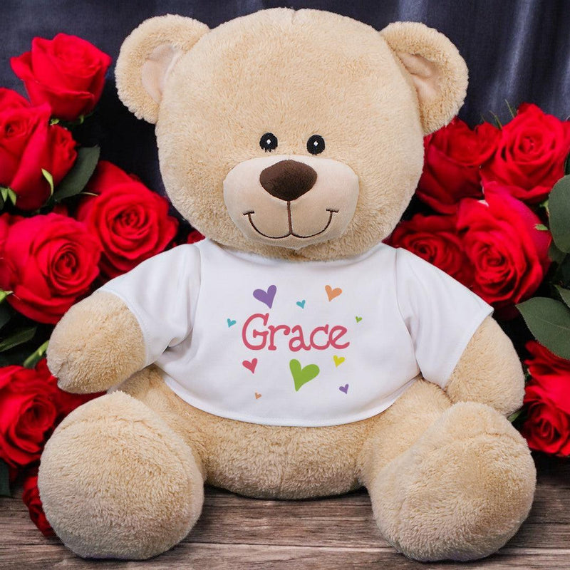 Personalized Name Lots of Hearts Teddy Bear