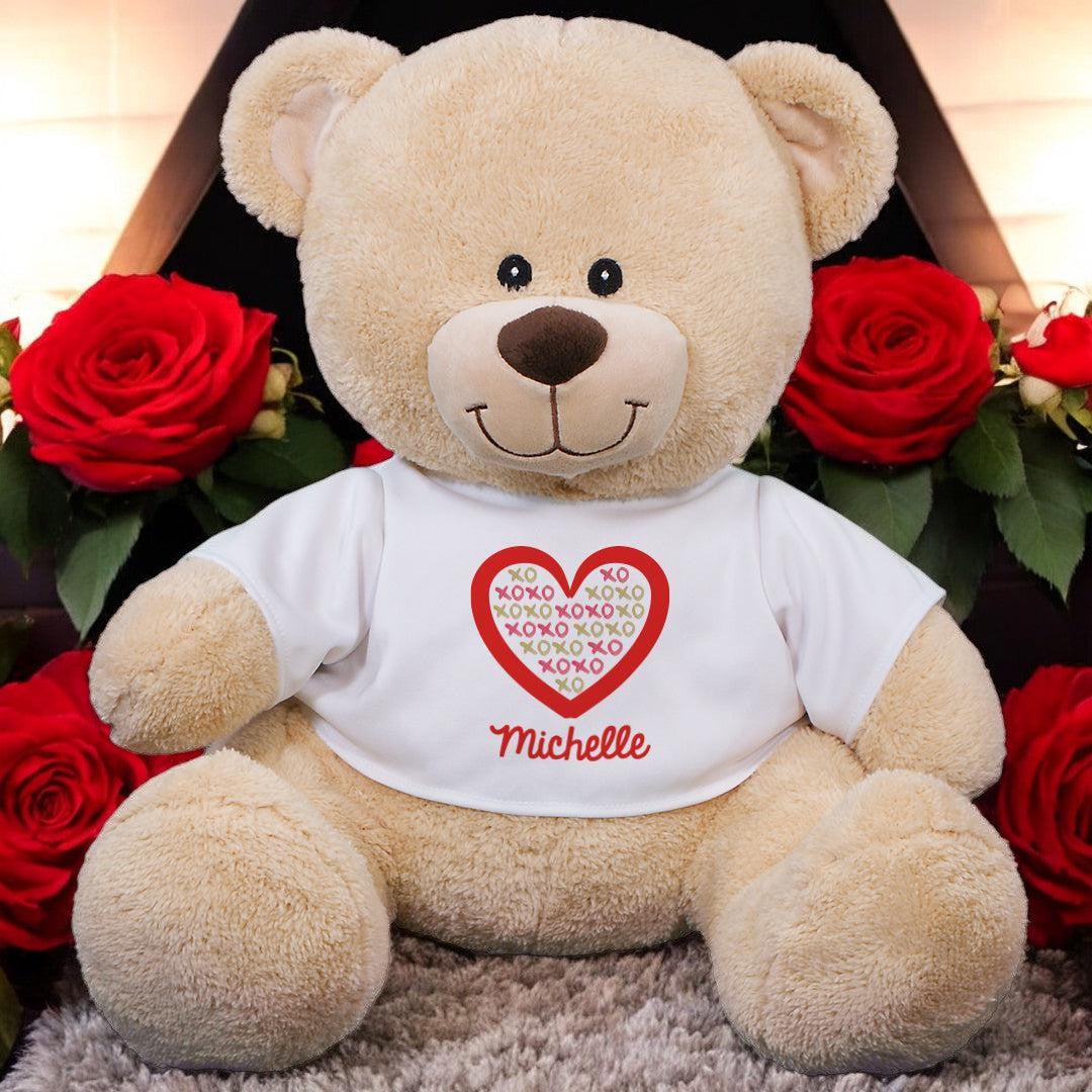 Personalized Name XOXO Heart Sherman Bear