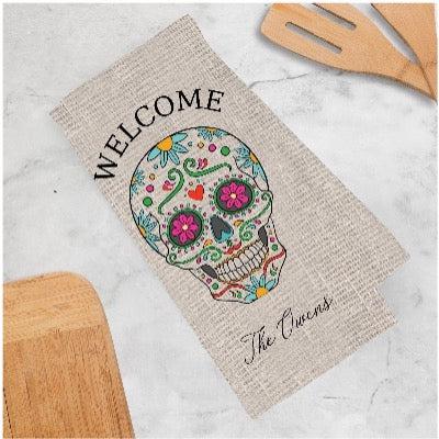 Personalized Halloween Skull Tea Towel -  - Gifts For You Now