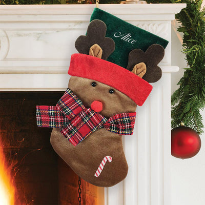 Personalized Reindeer Scarf Stocking -  - Gifts For You Now