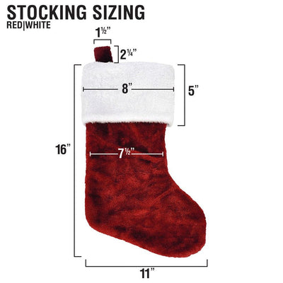 Red Plush Embroidered Christmas Stocking -  - Gifts For You Now