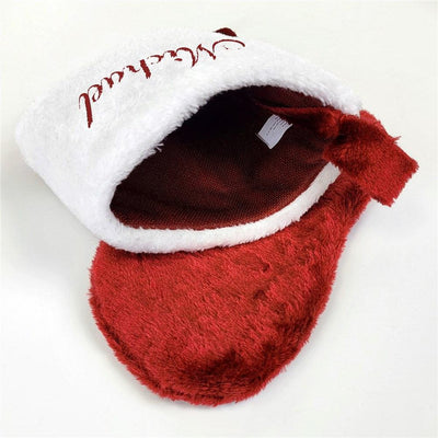 Red Plush Embroidered Christmas Stocking -  - Gifts For You Now