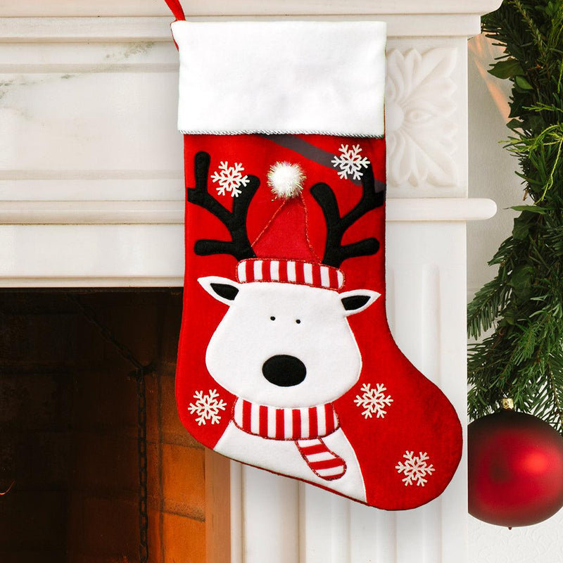 Embroidered Reindeer Christmas Stocking -  - Gifts For You Now