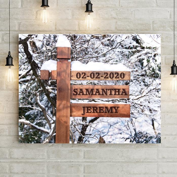 Personalized Snowy Sign Premium Canvas -  - Lazerworx