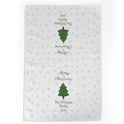 Personalized Family Name Christmas Tree Waffle Weave Towel -  - Gifts For You Now