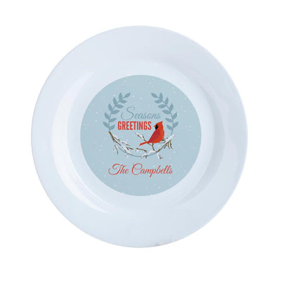 Personalized Season's Greetings Cardinal Ceramic Plate -  - Gifts For You Now