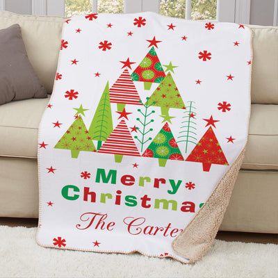 Personalized Christmas Sherpa Lined Throw -  - Gifts For You Now