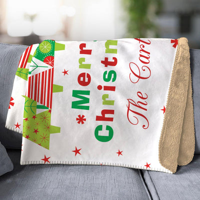 Personalized Christmas Sherpa Lined Throw -  - Gifts For You Now