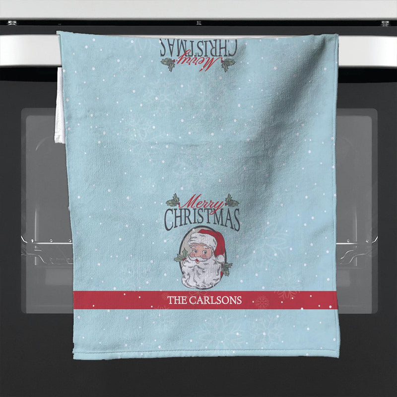 Personalized Merry Christmas Santa with Holly Velour Hand Towel -  - Gifts For You Now