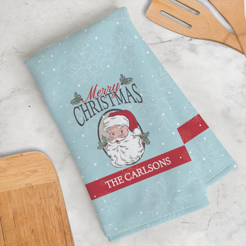 Personalized Merry Christmas Santa with Holly Velour Hand Towel -  - Gifts For You Now