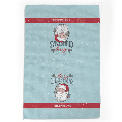 Personalized Merry Christmas Santa with Holly Waffle Weave Towel -  - Gifts For You Now