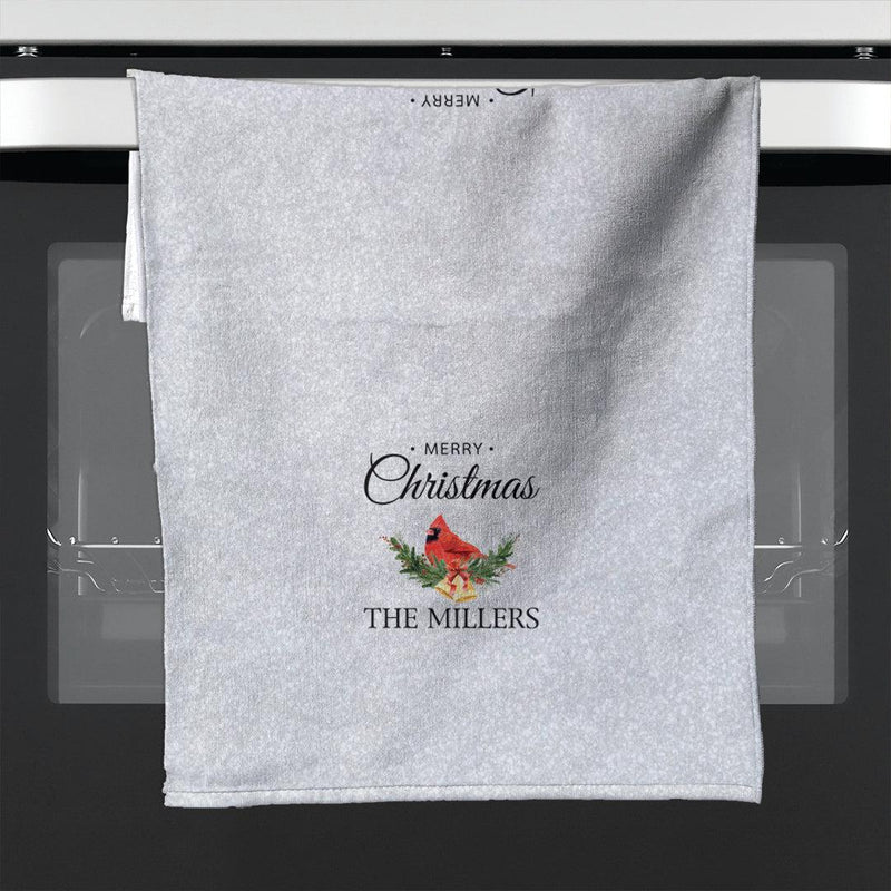 Personalized Merry Christmas Cardinal Velour Hand Towel -  - Gifts For You Now