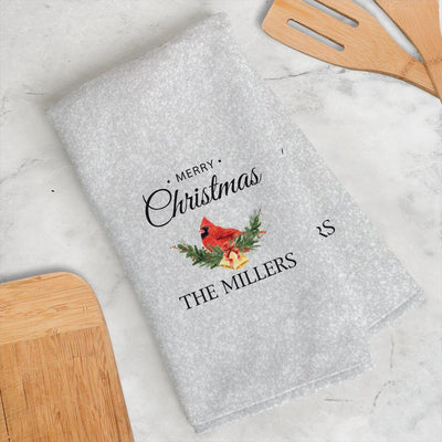 Personalized Merry Christmas Cardinal Velour Hand Towel -  - Gifts For You Now