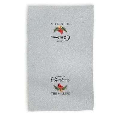 Personalized Merry Christmas Cardinal Velour Hand Towel -  - Gifts For You Now