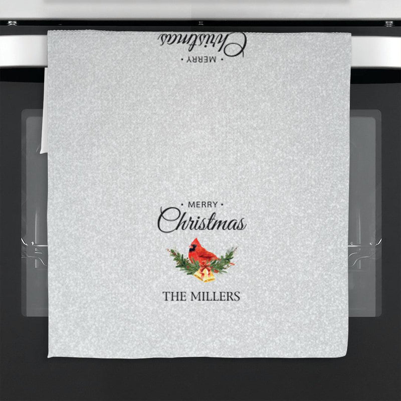 Personalized Merry Christmas Cardinal Waffle Weave Towel -  - Gifts For You Now