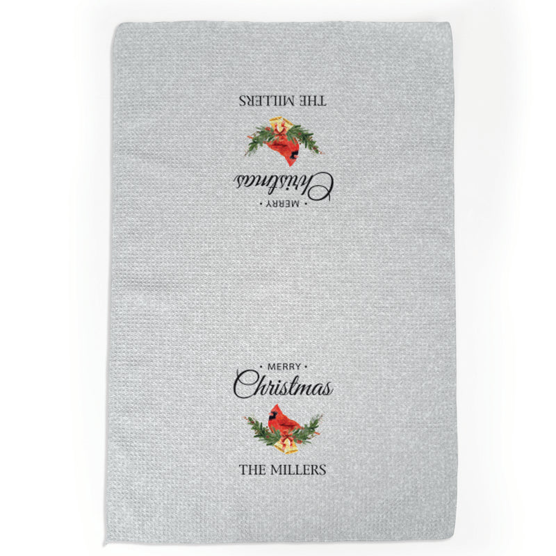 Personalized Merry Christmas Cardinal Waffle Weave Towel -  - Gifts For You Now