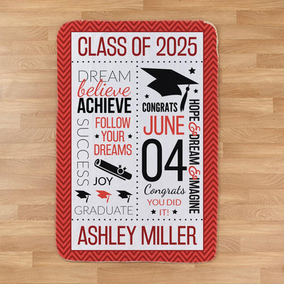 Personalized Graduation Word Art Sherpa Lined Blanket - - Gifts For You Now