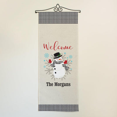 Personalized Welcome Gingham Snowman Wall Hanging -  - Gifts For You Now