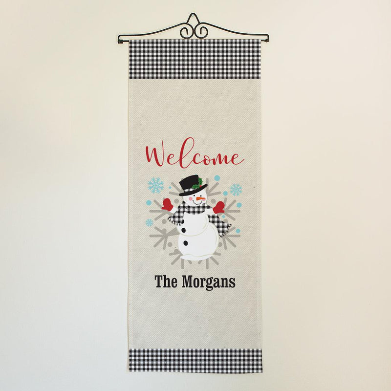 Personalized Welcome Gingham Snowman Wall Hanging -  - Gifts For You Now