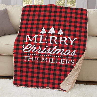 Personalized Merry Christmas Sherpa Throw 37" x 57" -  - Gifts For You Now