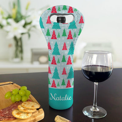 Personalized Christmas Trees Wine Gift Bag -  - Gifts For You Now