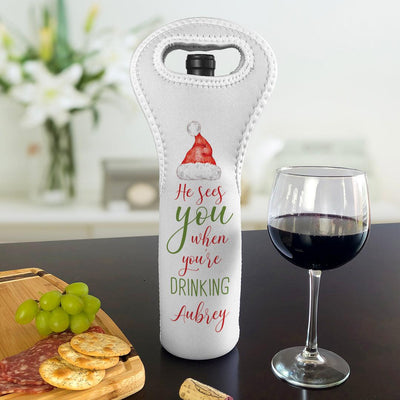 Personalized He Sees You When You're Drinking Wine Gift Bag -  - Gifts For You Now