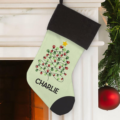 Personalized Paws Christmas Stocking - Grey Cuff - Gifts For You Now