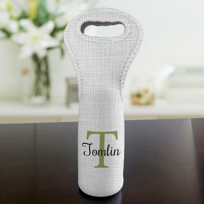 Personalized Linen Insulated Wine Gift Bag - Taupe - Gifts For You Now