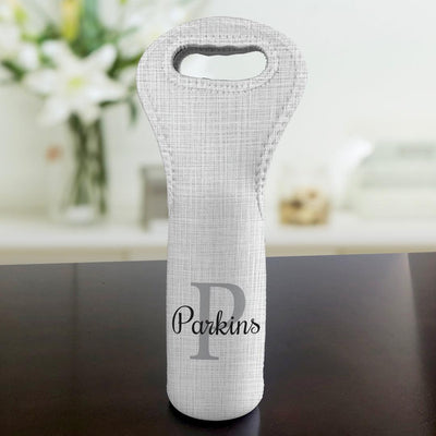 Personalized Linen Insulated Wine Gift Bag - Gray - Gifts For You Now