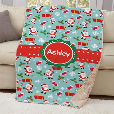 Personalized Santa Sherpa Blanket -  - Gifts For You Now