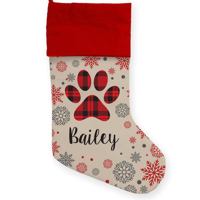 Personalized Plaid Paw Stocking -  - Gifts For You Now