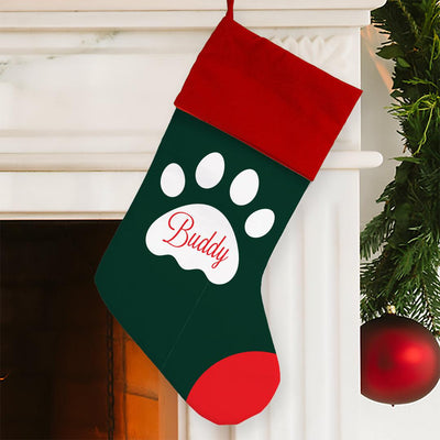 Personalized Green Paw Christmas Stocking -  - Gifts For You Now