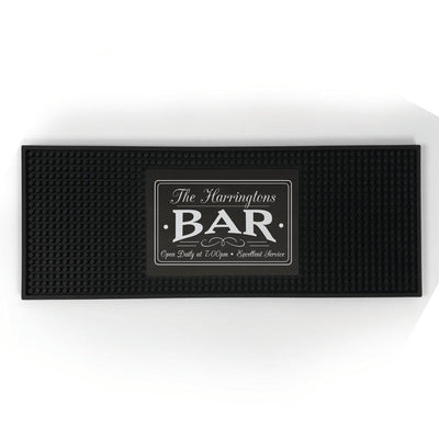 Personalized Family Name Bar Open Daily with Time Bar Mat - - Gifts For You Now