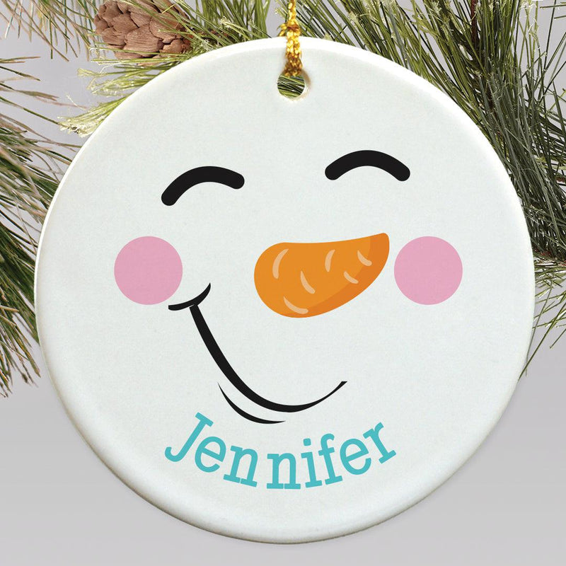 Personalized Snowman Large Round Ornament -  - Gifts For You Now