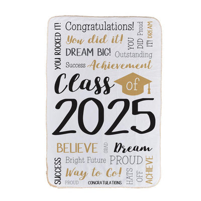 Personalized Gold Graduation Class of Word Art Sherpa Lined Blanket with Cap - - Gifts For You Now