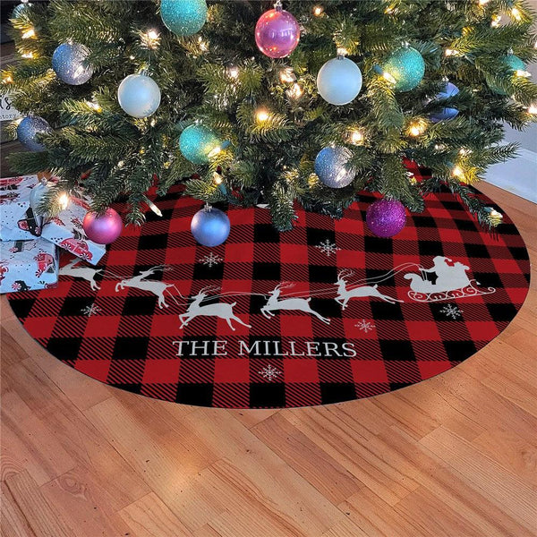 Personalized Buffalo Plaid Christmas Tree Skirt -  - Gifts For You Now