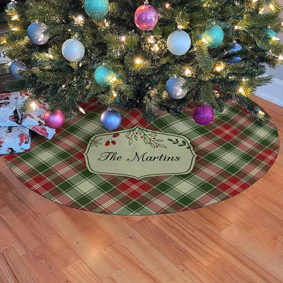 Personalized Plaid Christmas Tree Skirt -  - Gifts For You Now