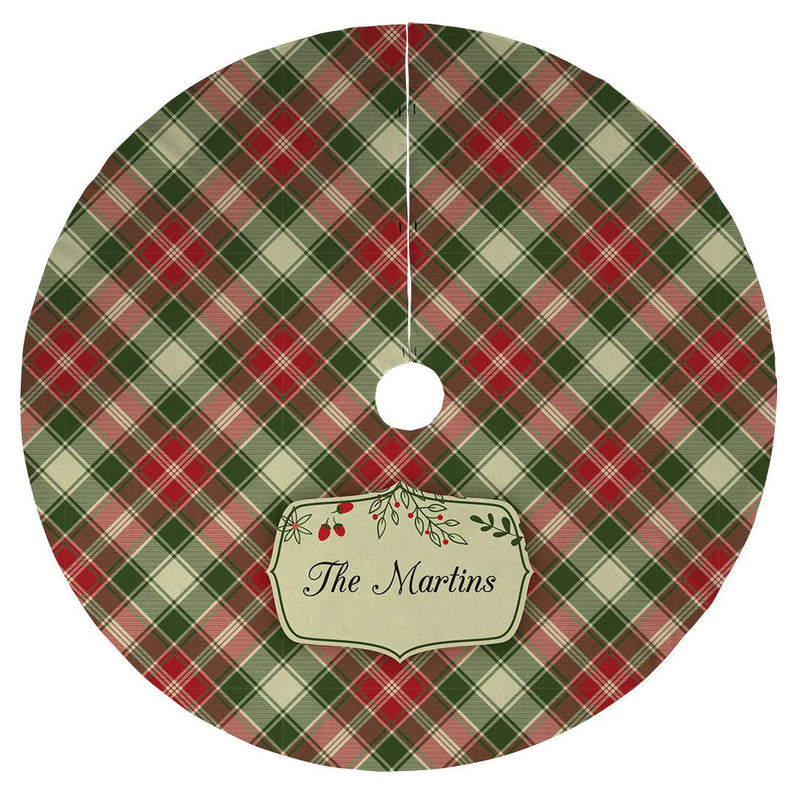 Personalized Christmas Plaid Tree Skirt -  - Gifts For You Now