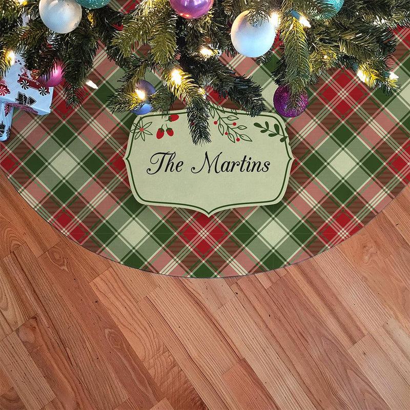 Personalized Plaid Christmas Tree Skirt -  - Gifts For You Now