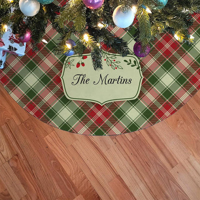 Personalized Christmas Plaid Tree Skirt -  - Gifts For You Now