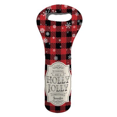 Personalized Holly Jolly Insulated Wine Gift Bag -  - Gifts For You Now